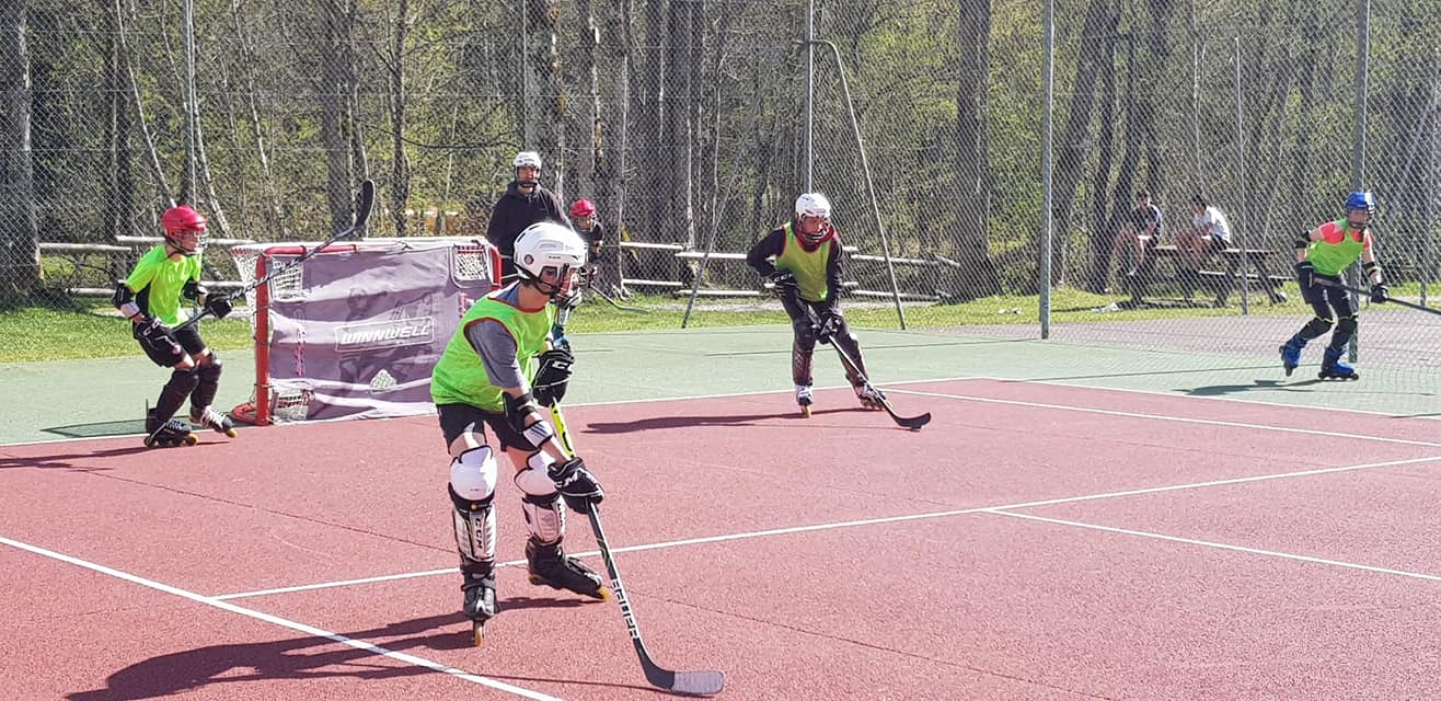 Entraînement de roller hockey à Praz