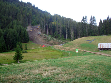 Élargissement de la jonction Praz-Flumet qui a démarré en septembre 2012 : piste du dahu au niveau des Évettes