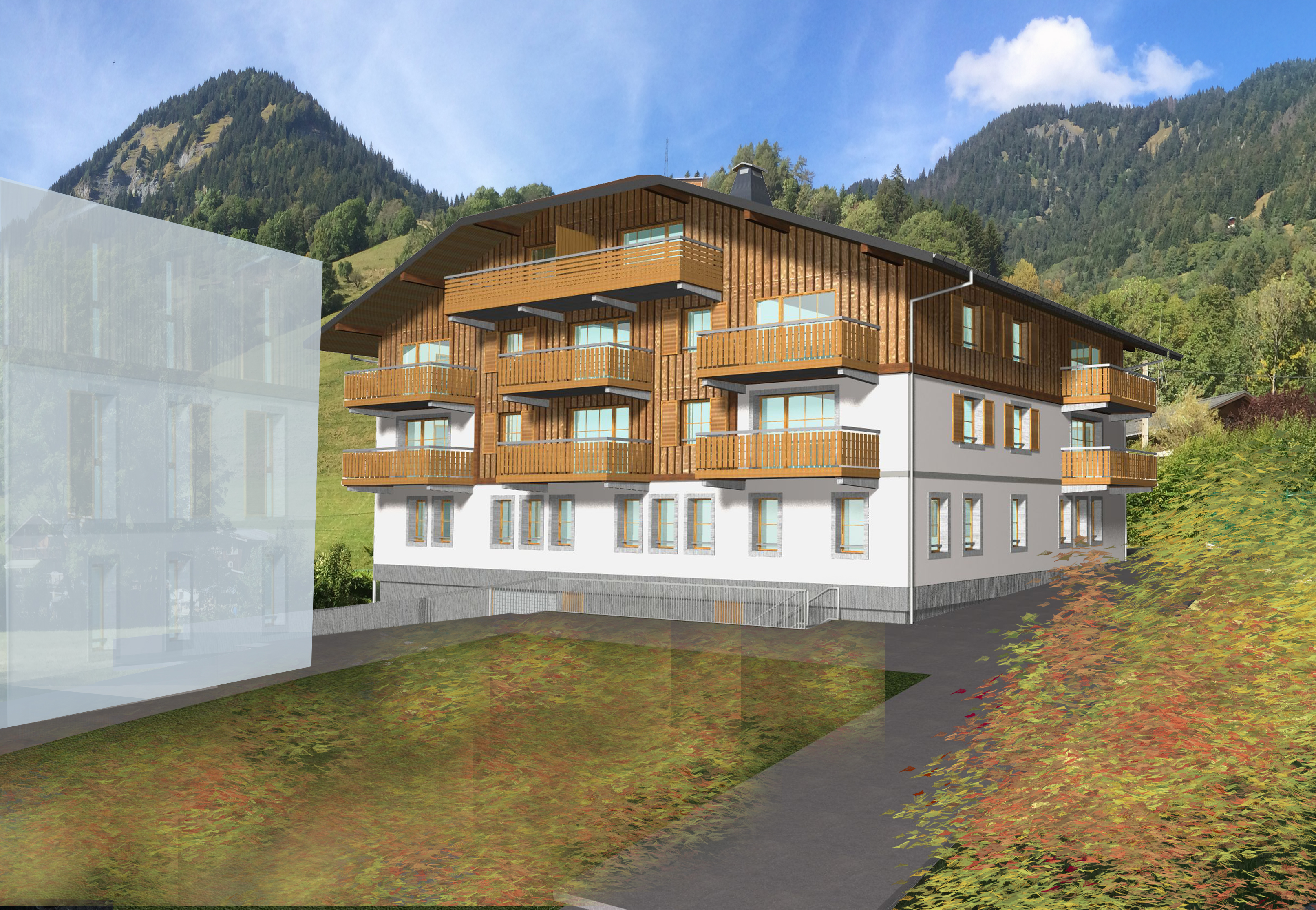 Le chalet Sylvand, en construction derrière l'église, sera livré dans quelques mois. - Atelier des vergers architectes