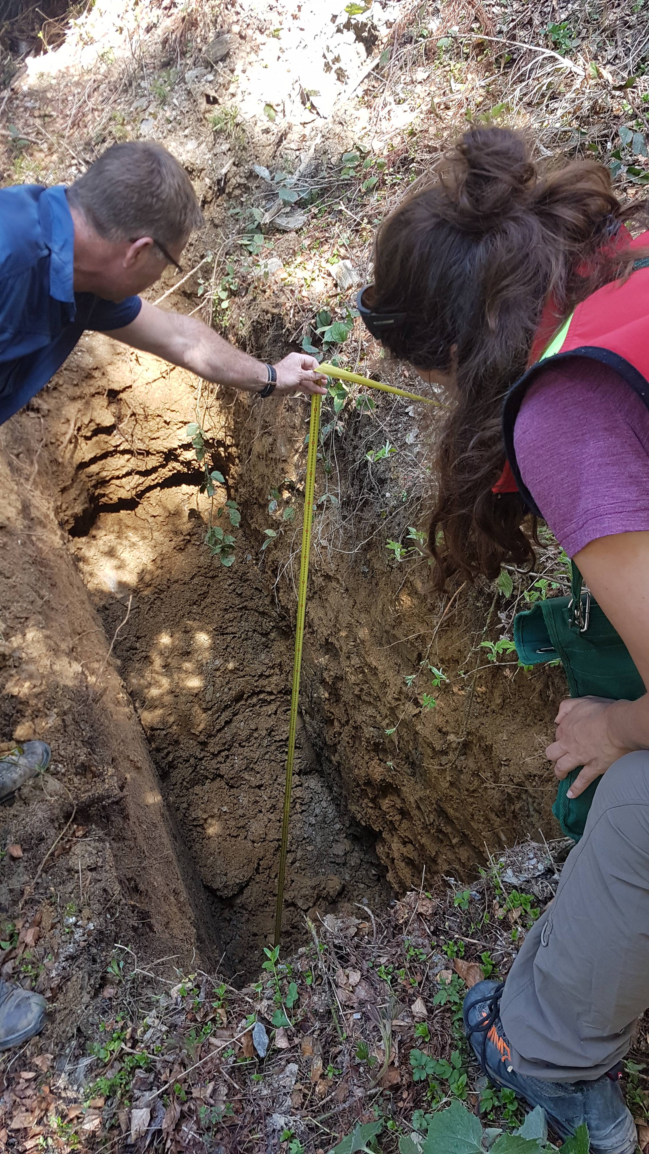 Mesure de la profondeur de la fosse