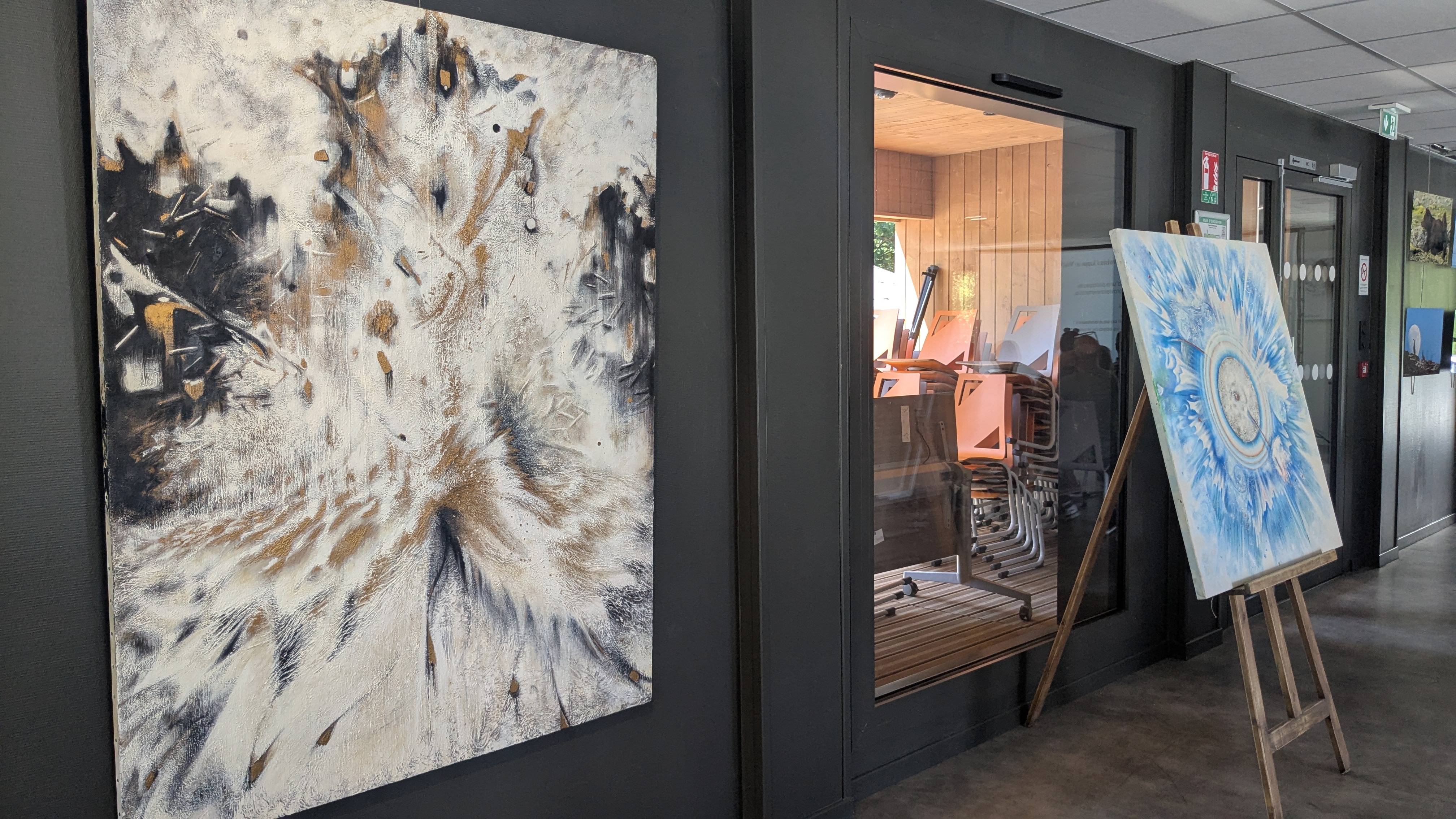 Œuvres de l’artiste exposées à la salle de la Rosière, lors de la journée « Les équilibres de la montagne » le 16/07/2025 - Marie-Anaïs Lien