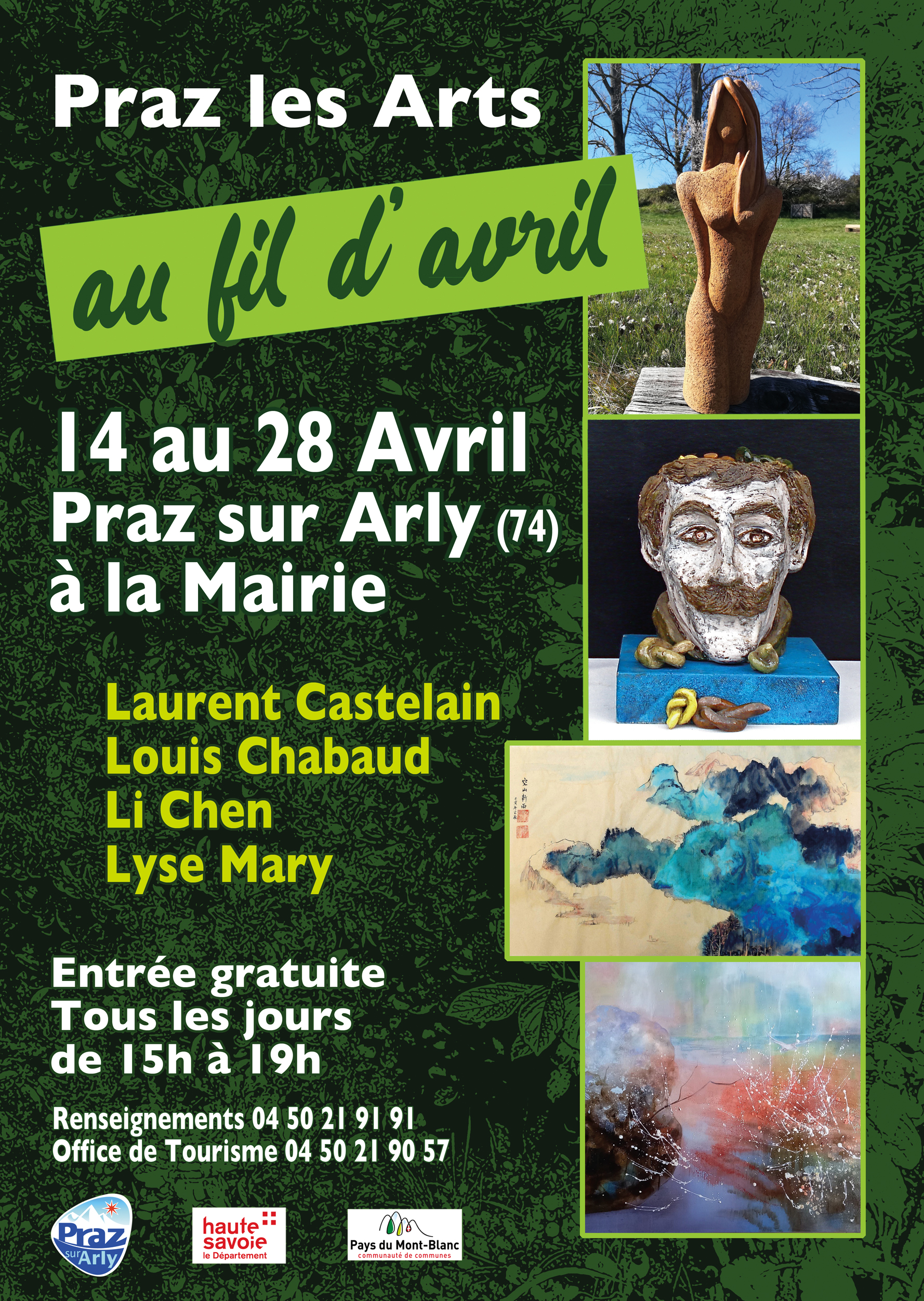 Affiche de l'exposition &quot;Au fil d'avril&quot; de Praz les Arts - 14 au 28 avril 2024 - Praz les Arts