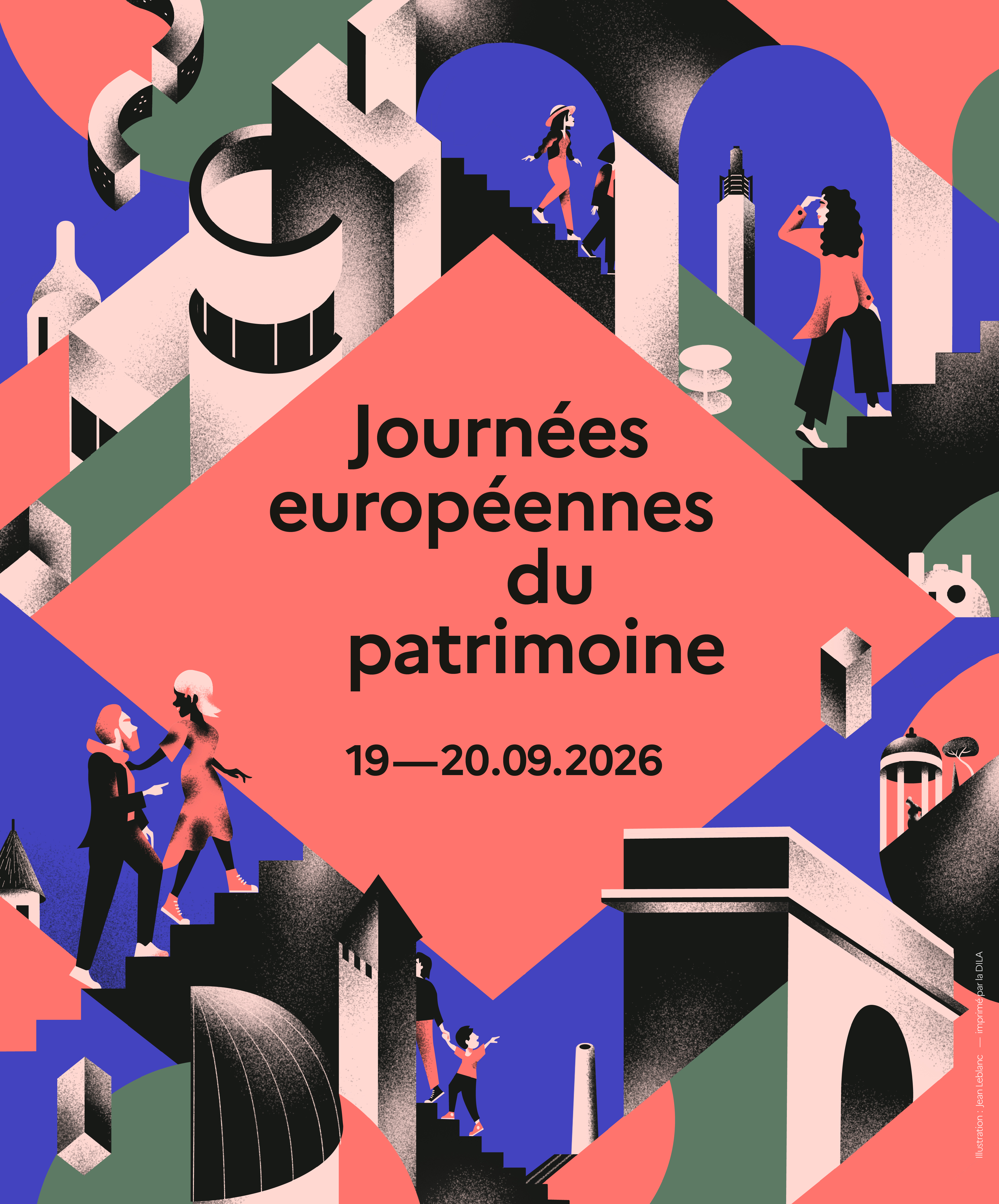 Affiche des Journées européennes du patrimoine 2026 rognée - © Illustration : Jean Leblanc