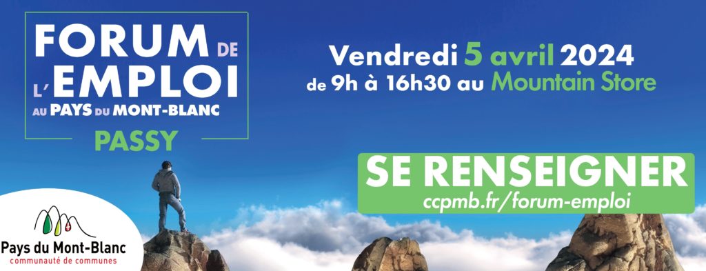 4e édition du Forum de l'emploi du Pays du Mont-Blanc, qui aura le lieu à Passy le 5 avril 2024
