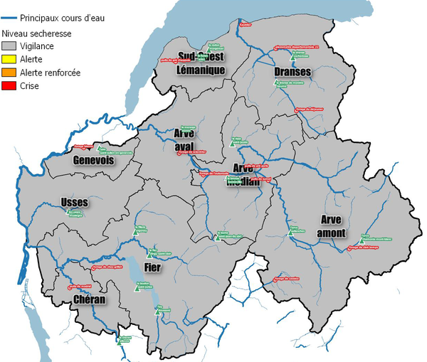 Carte de vigilance sécheresse envoyée le 16/06/2025 - Préfecture de la Haute-Savoie