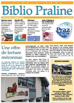 Couverture du journal Biblio praline n°1