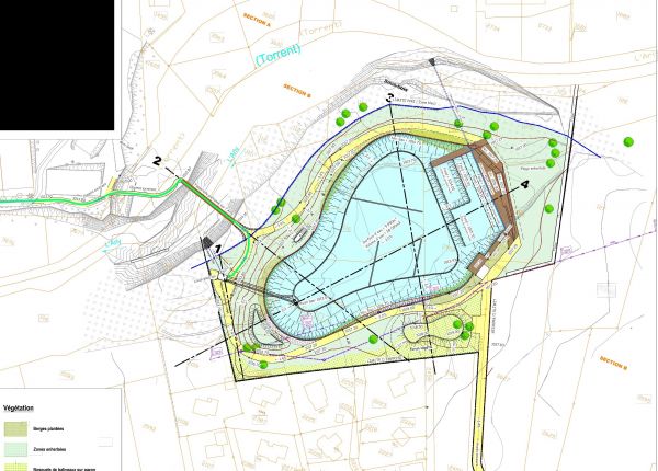 Plan d'eau : schéma avec cache