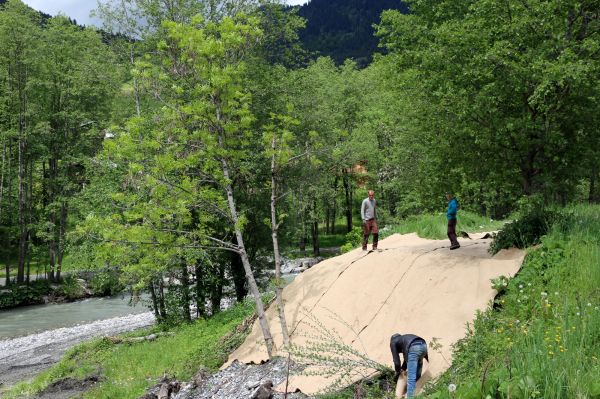 Pose de bâches géotextiles biodégradables