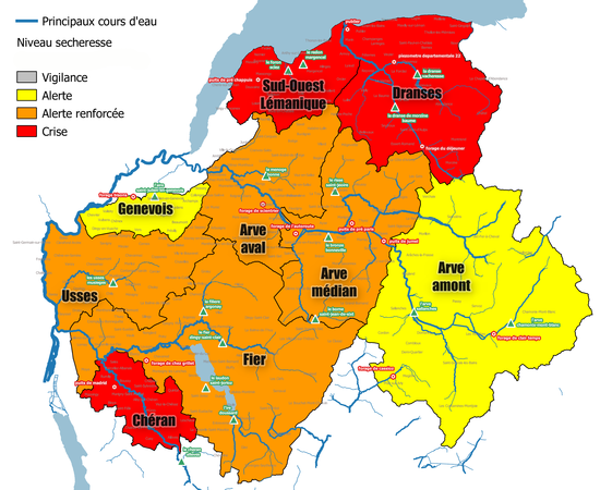 Sécheresse : situation au 30 septembre 2022 © Préfecture de la Haute-Savoie