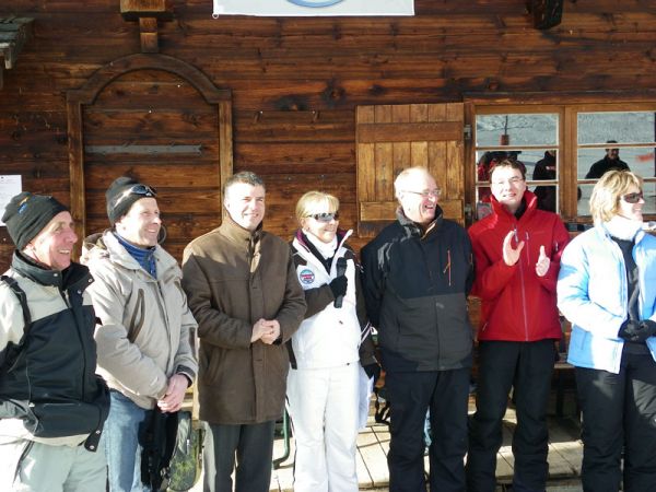 Derby des élus du Pays du Mont-Blanc du 6 mars 2010 - Sylvie Bessy et Antoine Chandellier (Dauphiné libéré) + Ghislaine Ravanel (Syndicat Mixte)