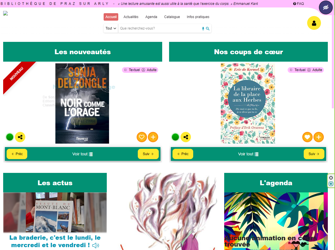 Nouveau site de l'association Biblio praline mis en ligne le 25 mars 2024 - Marie-Anaïs Lien
