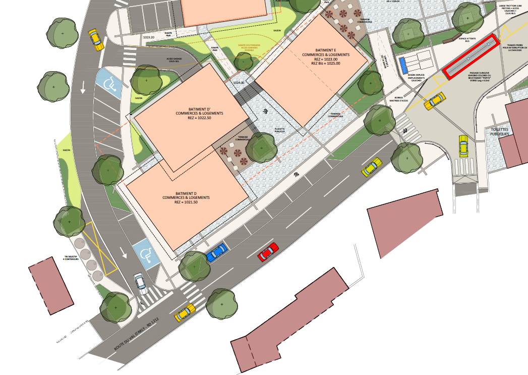 Futur centre-village : plan des lots D et E