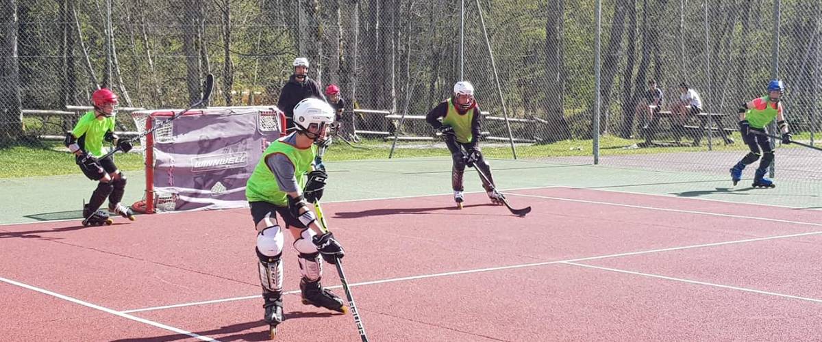 Entraînement de roller hockey à Praz