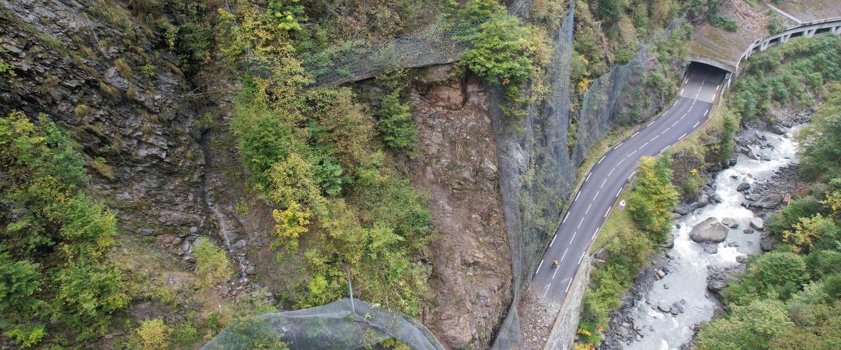 RD 1212 dans le secteur des Gorges : éboulement qui a eu lieu en 2024 - Département de la Savoie