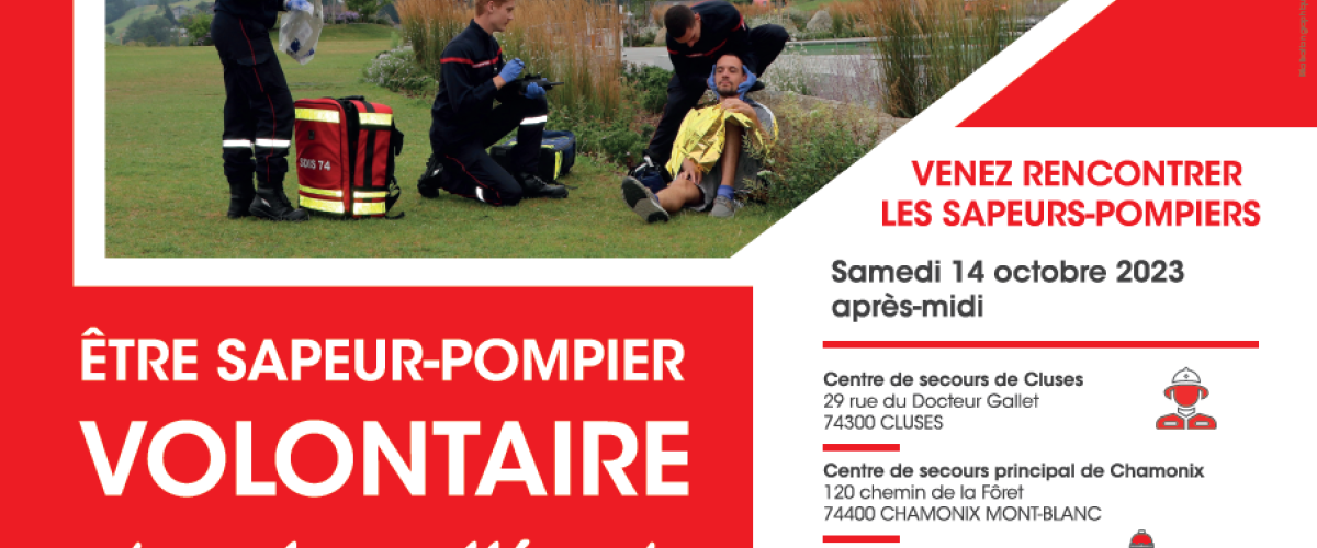 Affiche du SDIS 74 sur la recherche de sapeurs-pompiers volontaires - Campagne "Pourquoi pas vous ?" de 2023