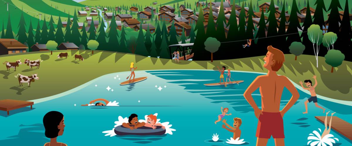 Le plan d'eau croqué par l'artiste Charlie Adam.