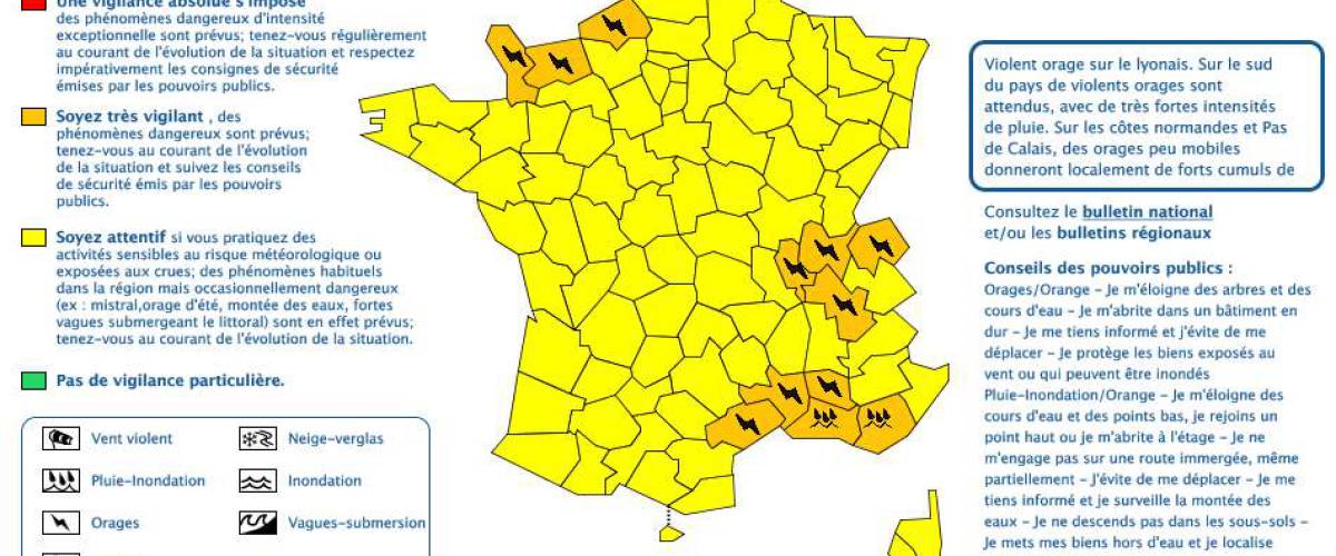 Carte de vigilance aux orages