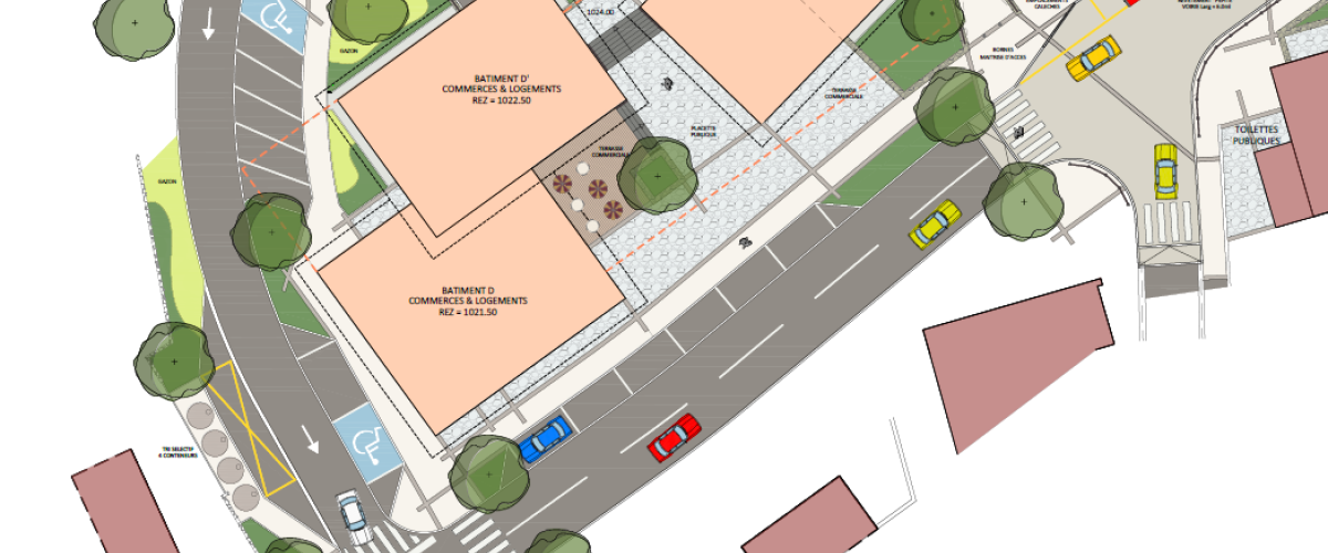 Futur centre-village : plan des lots D et E
