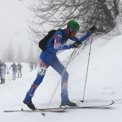 Yannick Buffet est vice-champion du monde (argent) à l'épreuve du Vertical Race en Italie, le 22 février 2011 - FFME