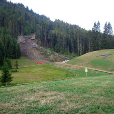 Élargissement de la jonction Praz-Flumet qui a démarré en septembre 2012 : piste du dahu au niveau des Évettes