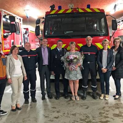 Départ en retraite de Gabriel Mollier, surnommé "Gaby", en présence de sa famille, des maires et des gradés du Service Départemental d’Incendie et de Secours de Haute-Savoie, en juin 2019