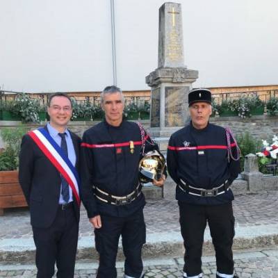 Remise de la médaille d'honneur de 30 ans au pompier Franck Pradel le 14 juillet 2019