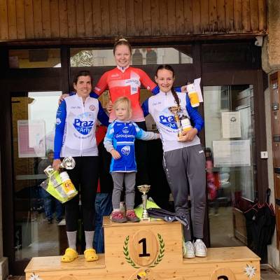  Championnats départementaux de Savoie Haute-Savoie organisés à Évires, le 28 avril : Myriam Lévite (1re), Alice Meignié (2e) et Alexane Duraffourg (3e) © Frédéric Hurlin