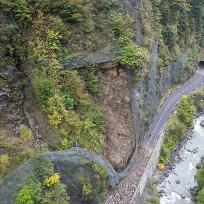 RD 1212 dans le secteur des Gorges : éboulement qui a eu lieu en 2024 - Département de la Savoie