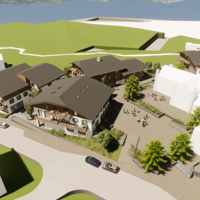 Futur centre-village piétonnier : perspective - Atelier des vergers architectes