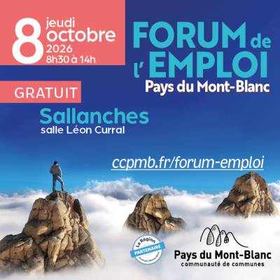 9e Forum de l'Emploi au Pays du Mont-Blanc organisé à Sallanches le 08/10/2026 - CCPMB