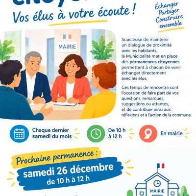 Affiche Permanences citoyennes des élus au 28092026 - Marie-Anaïs Lien