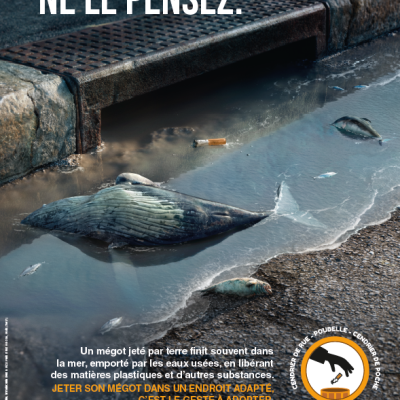 Affiche "Un mégot pollue plus que vous ne le pensez." - Alcome