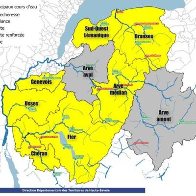 Carte des niveaux d alerte par secteur au 22/06/2026 - Préfecture 74