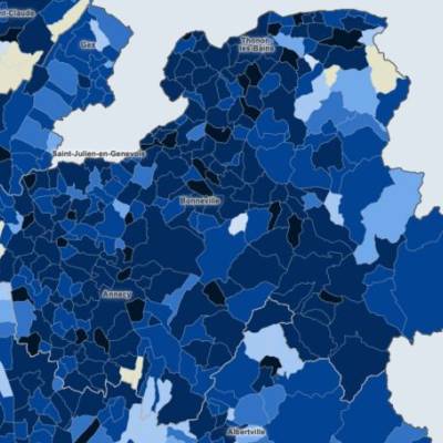 Carte représentant le taux d'incidence du 13 novembre