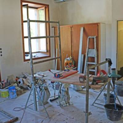 Bibliothèque en travaux