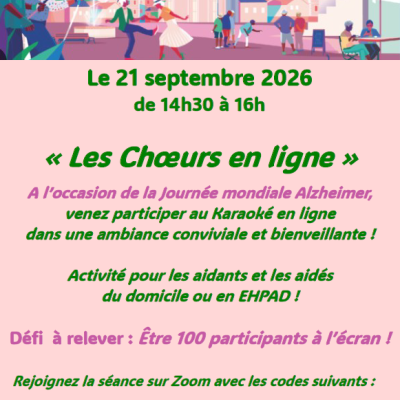 Flyer Journée Mondiale Alzheimer le 21/09/2026 : les Chœurs en ligne - France Alzheimer Haute-Savoie