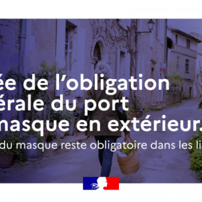 Levée de l'obligation du port du masque en extérieur