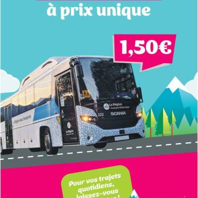 Tarification unique pour les lignes régulières de bus sur le territoitre de la CCPMB à 1€50 en 2024 - Région AuRA/CCPMB