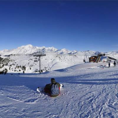 Vue sur le Mont-Blanc depuis Ban rouge, dans l'Espace diamant