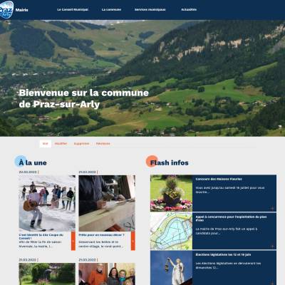 La page d'accueil du nouveau site Internet de Praz sur Arly