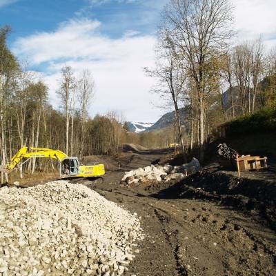 Route de l'Arly en travaux en octobre 2010