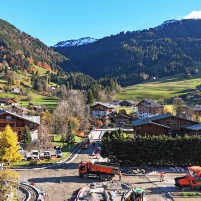 Travaux route des Varins entrée parking Ile en 2025