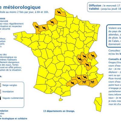 Carte de vigilance aux orages