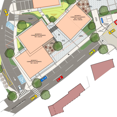 Futur centre-village : plan des lots D et E