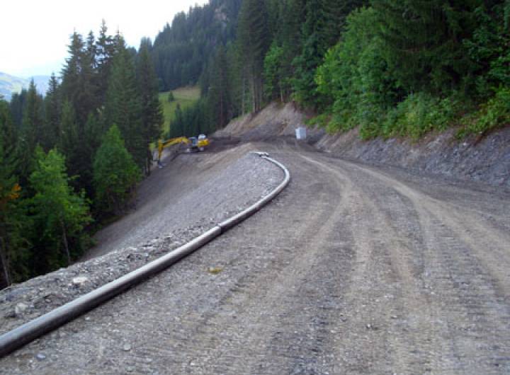 Élargissement de la jonction Praz-Flumet qui a démarré en septembre 2012 : piste du Dahu plus large aux Évettes