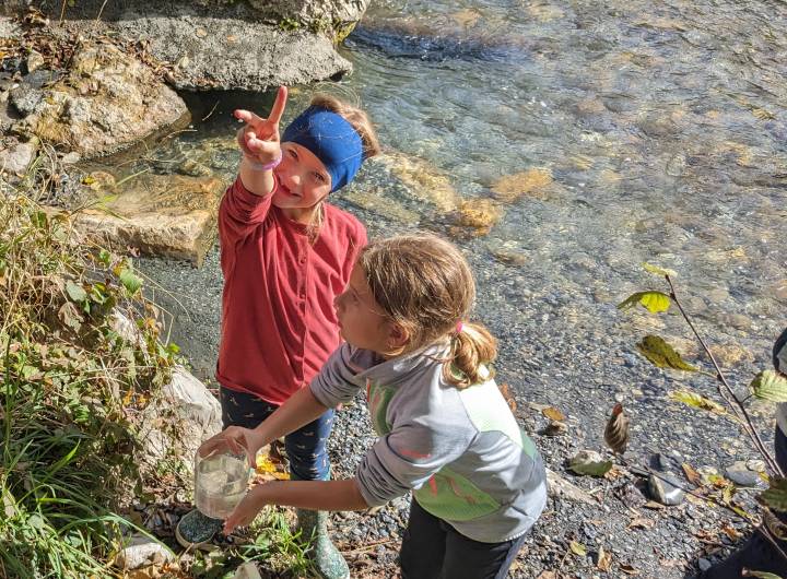 Sortie des élèves des Éterlous au bord de l'Arly, le 19/10/2023 : biodiversité, pollution... - Marie-Anaïs Lien