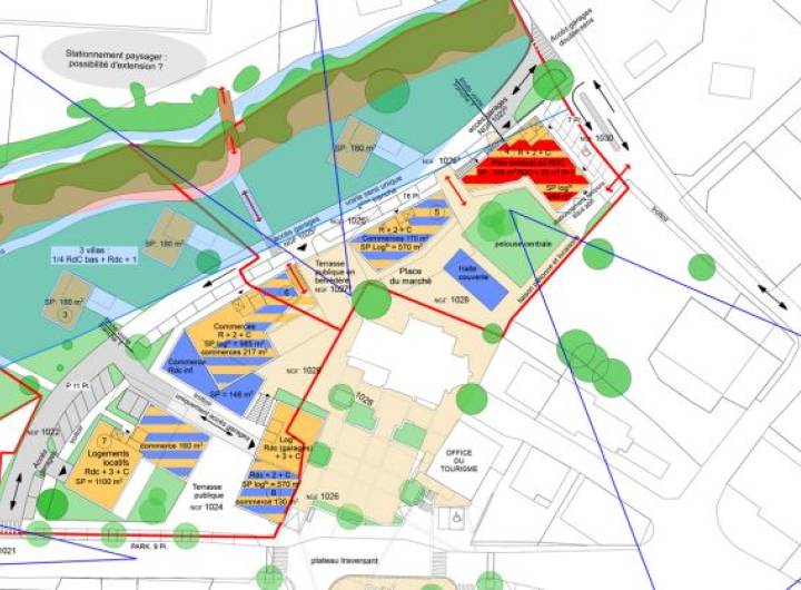 Esquisse du futur centre piétonnier