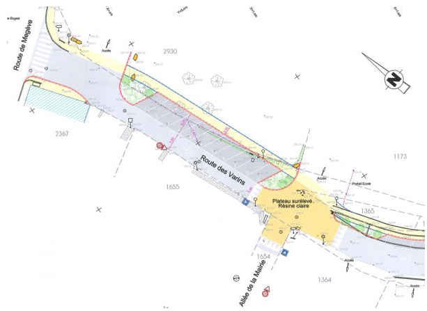 Plan d'aménagement de la route des Varins aux abords de l'école maternelle Saint-Joseph le 12 novembre 2012