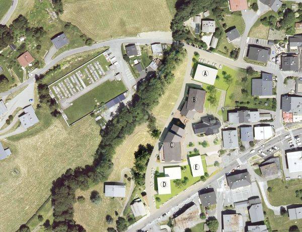 Schéma du futur centre-village piétonnier en janvier 2020