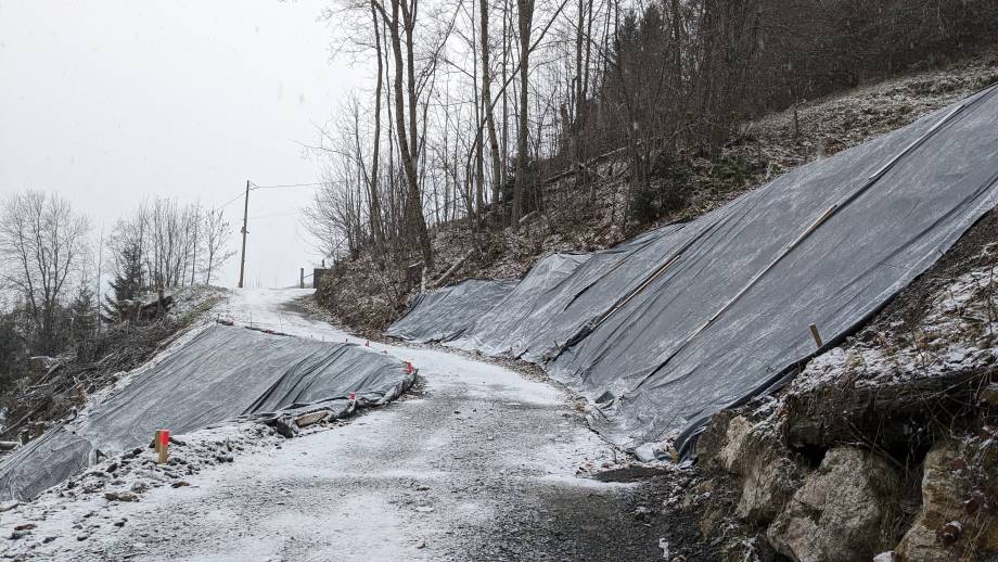 Accès provisoire au réservoir communal et à l'habitation accessibles depuis le pont de la Crusaz - Marie-Anaïs Lien